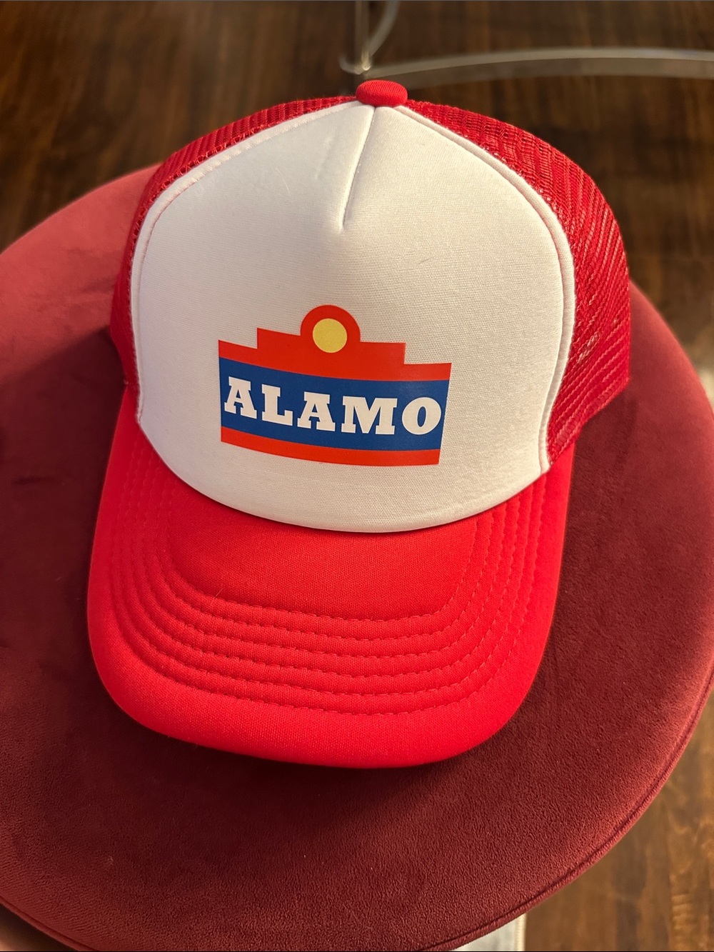 Trucker Hat on Round Cushion